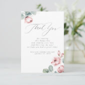 Dusty Roos Floral Small Baby shower Hartelijk dank Bedankkaart (Staand voorkant)