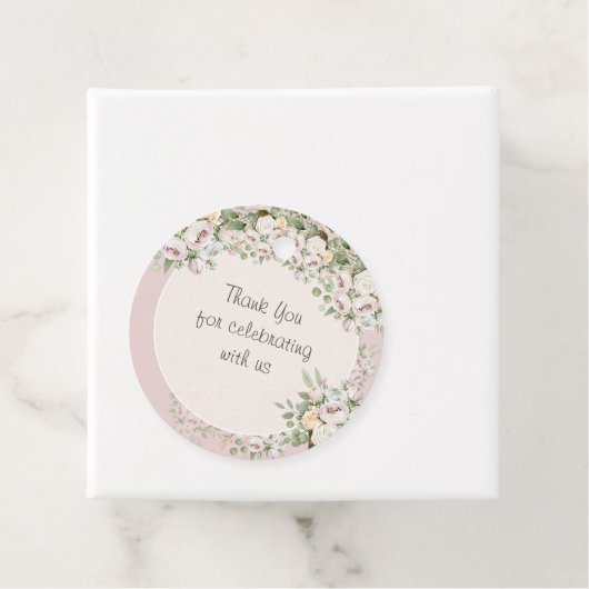 Dusty roos floral waterverf dank u bedankjes labels (In situ)