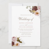 Dusty Roos Floral Waterverf herfst bruiloft I Kaart (Voorkant)