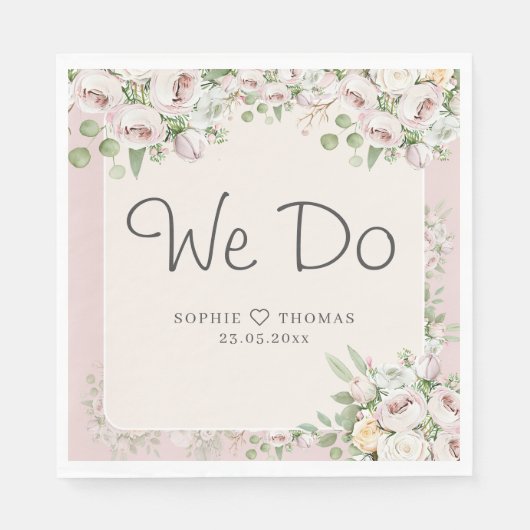 Dusty roos floral We doen bruiloft Servet (Voorkant)