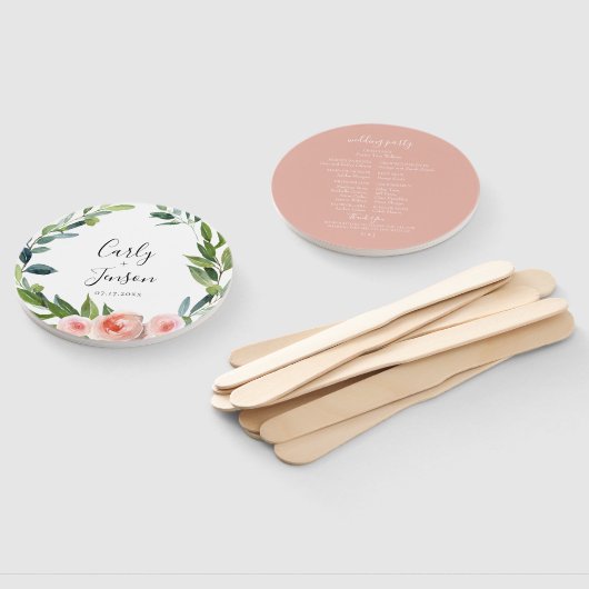 Dusty Roos Floral Wedding Hand Fans Handwaaier (Niet-gemonteerd)