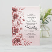 Dusty Roos Floral Wedding Kaart (Staand voorkant)
