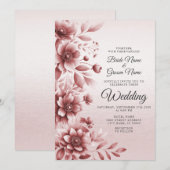 Dusty Roos Floral Wedding Kaart (Voorkant / Achterkant)