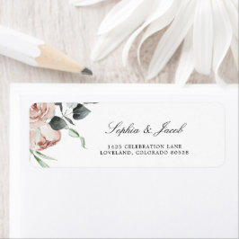 Dusty Roos Floral Wedding Return Address Etiket