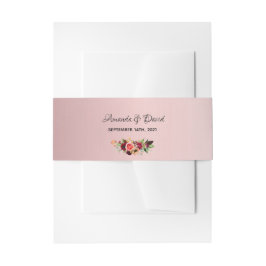 Dusty roos florals elegant noemt bruiloft uitnodigingen wikkel