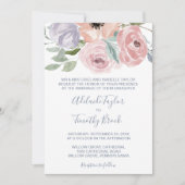 Dusty Roos Florals Formele bruiloft Kaart (Voorkant)