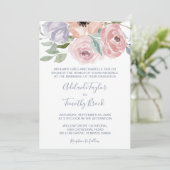 Dusty Roos Florals Formele bruiloft Kaart (Staand voorkant)