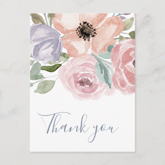 Dusty Roos Florals Hartelijk dank Briefkaart (Voorkant)