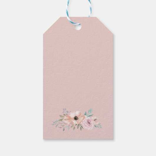 Dusty Roos Florals Monogram Hartelijk dank Cadeaulabel (Achterkant)
