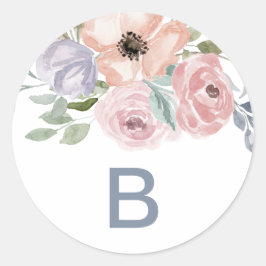 Dusty Roos Florals Monogram Wedding Envelope Seals Ronde Sticker