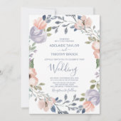 Dusty Roos Florals Wedding Kaart (Voorkant)