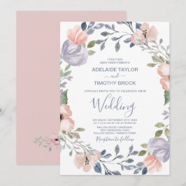 Dusty Roos Florals Wedding Kaart