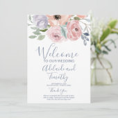 Dusty Roos Florals Wedding Programmakaart (Staand voorkant)