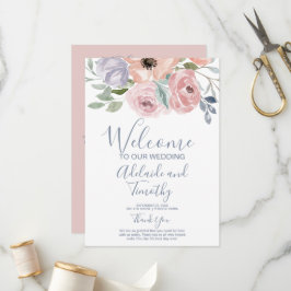 Dusty Roos Florals Wedding Programmakaart