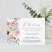 Dusty Roos Florals Wedding Reception Kaart (Staand voorkant)