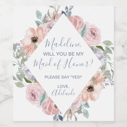 Dusty Roos Florals... Wijn Etiket (Enkel label)