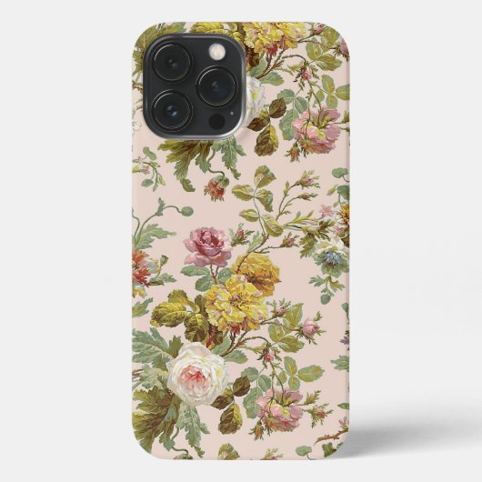 Dusty Roos Flower Art Pattern on Light Blush Pink iPhone Hoesje (Achterkant)