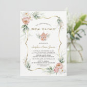 Dusty Roos Flowers Airy Greenery Vrijgezellenfeest Kaart (Staand voorkant)