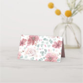 Dusty Roos Flowers Elegant Romantisch Bruiloft Plaatskaartje (Achterkant)
