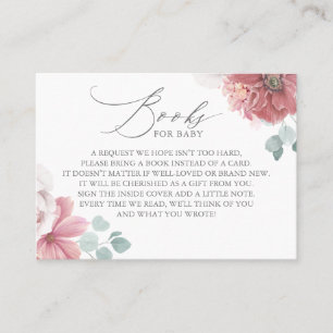 Dusty Roos Flowers Elegante boeken voor Baby Kaart Visitekaartje
