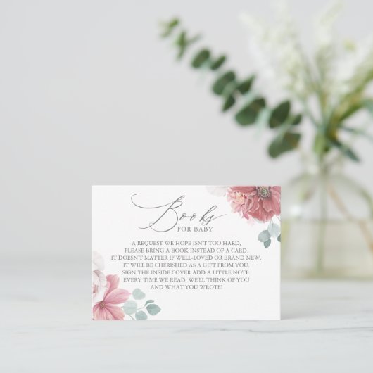 Dusty Roos Flowers Elegante boeken voor Baby Kaart Visitekaartje (Staand voorkant)
