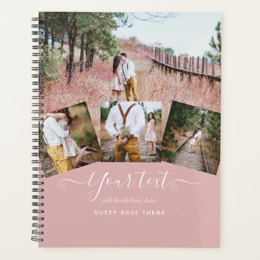 Dusty Roos FOTO COLLAGE Custom WEDDING GIFT Planner (Voorkant)