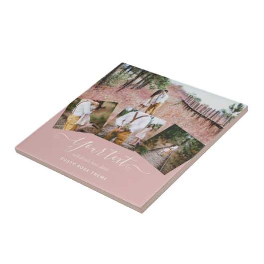 Dusty Roos FOTO COLLAGE Custom WEDDING GIFT Tegeltje (Zijkant)