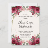 Dusty Roos Geometric Floral Bridesmaids Luncheon Kaart (Voorkant)