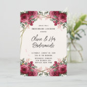 Dusty Roos Geometric Floral Bridesmaids Luncheon Kaart (Staand voorkant)