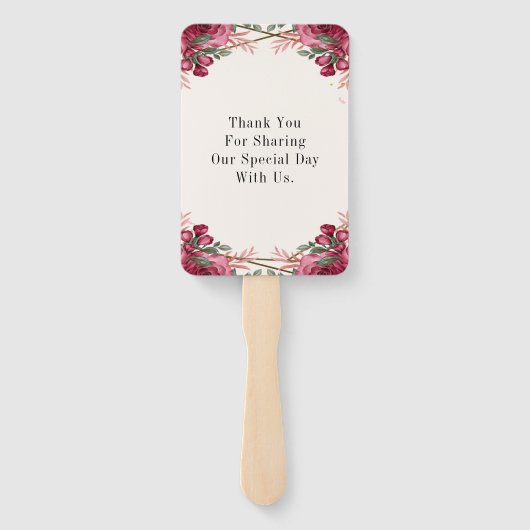 Dusty Roos Geometric Floral Weddenschap Bedankt Handwaaier (Achterkant)