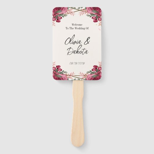 Dusty Roos Geometric Floral Weddenschap Bedankt Handwaaier (Voorkant)