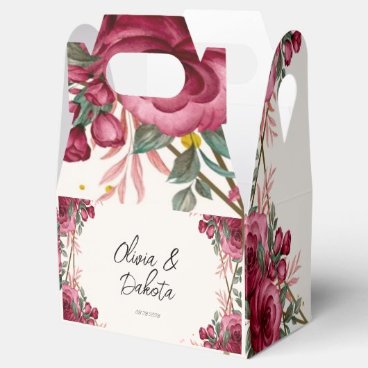 Dusty Roos Geometric Floral Wedding Bedankdoosjes (Geopend)