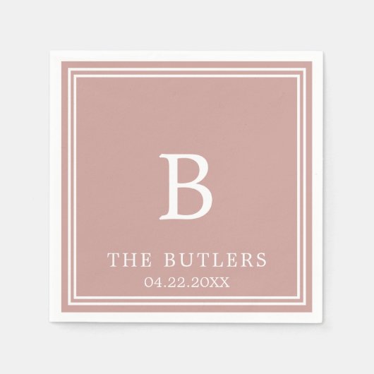 Dusty Roos gepersonaliseerde bruiloft cocktail ser Servet (Voorkant)