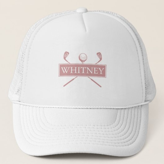 Dusty Roos gepersonaliseerde naam golfbal en clubs Trucker Pet (Voorkant)