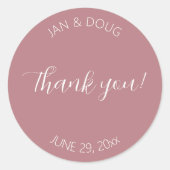 Dusty Roos gestileerde bruiloft dank u Ronde Sticker (Voorkant)