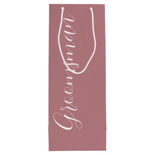 Dusty Roos gestileerde script bruiloft groomsman Wijn Cadeautas (Achterkant)