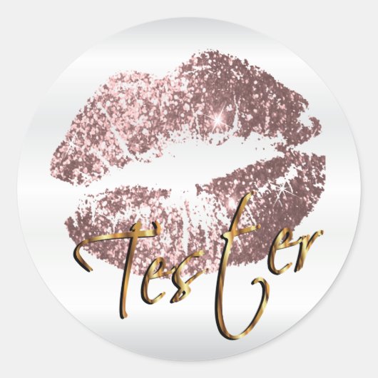 Dusty Roos Glitter Lips 3 - Tester Ronde Sticker (Voorkant)