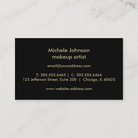 Dusty Roos Glitter Lips and Elegant Gold Script Visitekaartje (Achterkant)