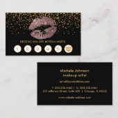 Dusty Roos Glitter Lips Loyalty-kaarten op zwart Klantenkaartje (Voorkant / Achterkant)