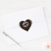 Dusty Roos Glitter Love Lips en Gold Font Hart Sticker (Envelop)