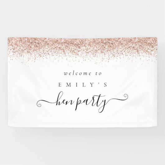 Dusty Roos Glitter Name Welcome to Hen Party Spandoek (Horizontaal)