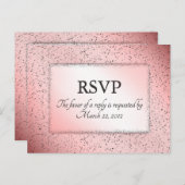 Dusty Roos Glitter RSVP met Entree Choice Uitnodiging Briefkaart (Voorkant / Achterkant)