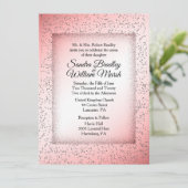 Dusty Roos Glitter Wedding Invitation Kaart (Staand voorkant)