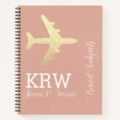 Dusty Roos / Gold Airplane girly kalligrafie Notitieboek (Voorkant)