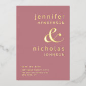 Dusty Roos Gold Ampersand Wedding Save the Date Folie Uitnodiging (Voorkant)