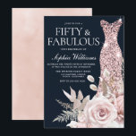 Dusty Roos Gold Blush Dress Floral 50th Birthday Kaart<br><div class="desc">Dusty Roos Gold Blush Floral 50th Birthday Uitnodiging Zie bijbehorend collectie in Niche en nestwinkel Veel bedankt</div>