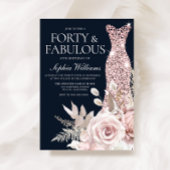 Dusty Roos Gold Blush Floral 40th Birthday Kaart