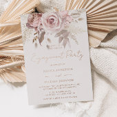 Dusty Roos Gold Blush Floral Engagement Party Folie Uitnodiging