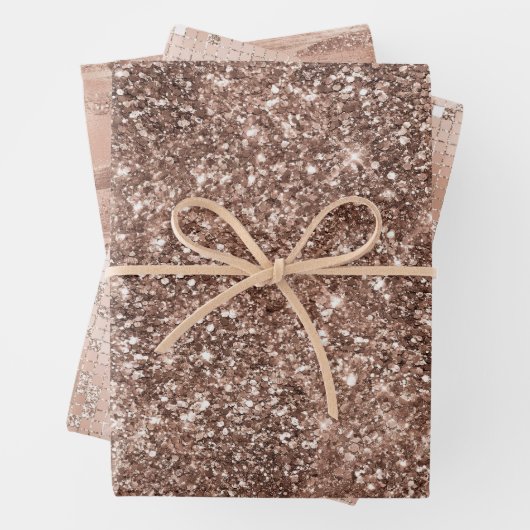Dusty Roos Gold Blush Glitter Sparkle Glam Inpakpapier Vel (In situ)