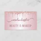 Dusty Roos Gold Blush Pink Glitter Sparkles Drip Visitekaartje (Voorkant)